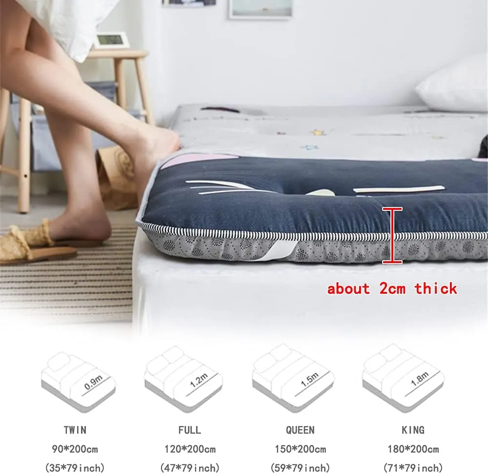Thicken Soft Floor Mattress Foam Futon Mattress Topper Guest Mattress, Foldable Sleeping Pad Foldable Roll Up Mattress,B,Twin 0.9 * 2m