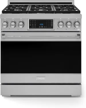 Thor Kitchen RSG36 Gordon Ramsay 36 Inch Professional Gas Tilt Panel Touch Control in Stainless Steel Range