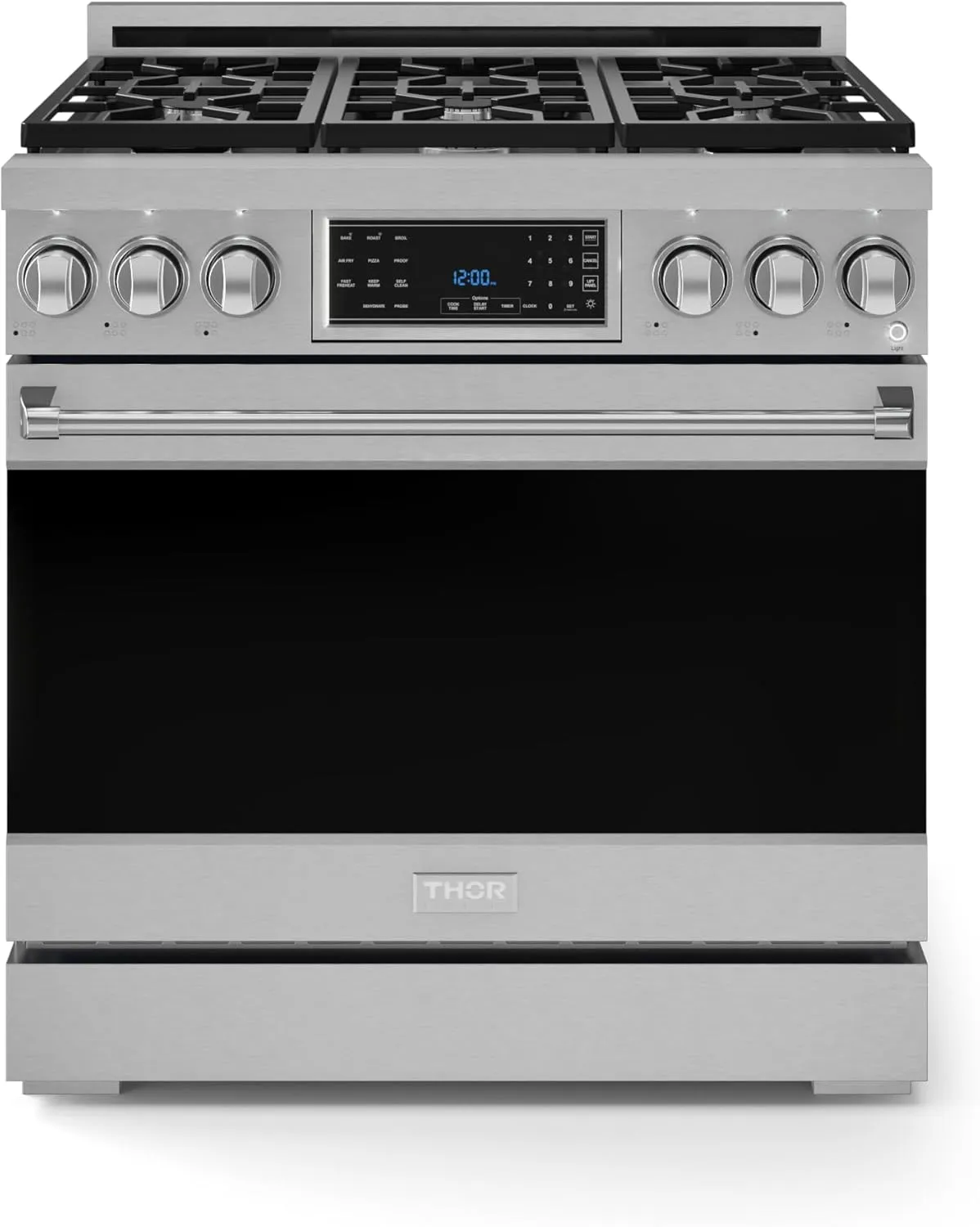 Thor Kitchen RSG36 Gordon Ramsay 36 Inch Professional Gas Tilt Panel Touch Control in Stainless Steel Range