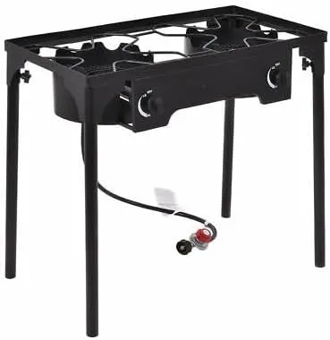 TM Replacement for/Fits Double Burner Gas Propane Cooker Outdoor Camping Stove Stand BBQ Grill Black Size : 31" x 16" x 28.5"