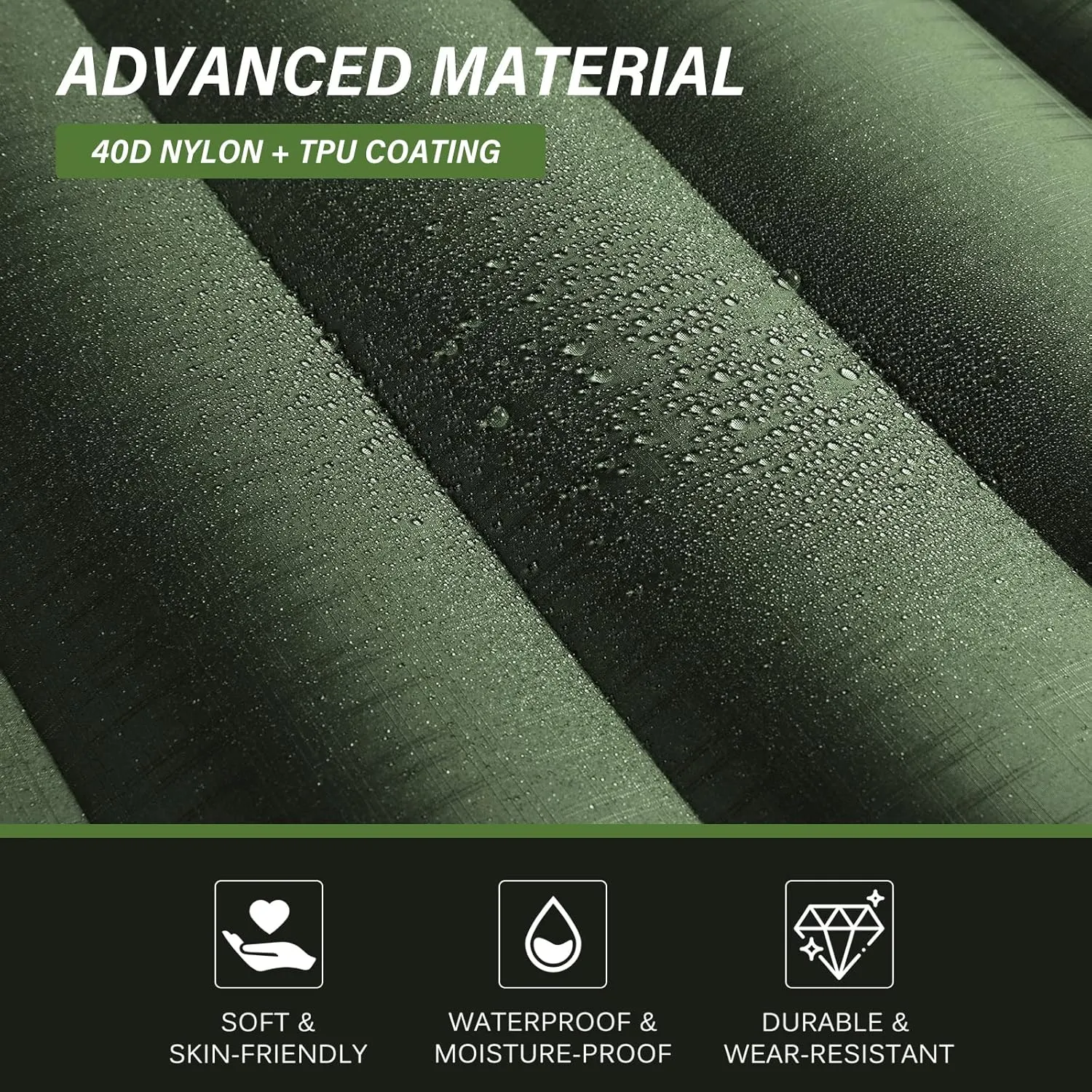 TOBTOS Inflatable Camping Sleeping Pad with Pillow, Thick 6 Inch Ultralight Sleeping Pad with Built-in Pump, Lightweight Sleeping Mat for Camping, Backpacking, Hiking, Tent (Green)