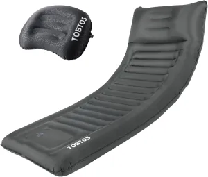 TOBTOS Thick 6 Inch Ultralight Sleeping Pad with Built-in Pump, Ultralight Backpacking Pillow, Ergonomic Support for Neck & Lumbar (Black)