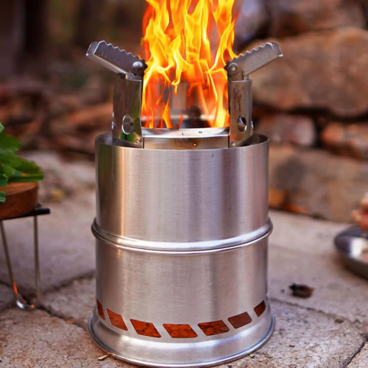 Topyond Camping Stove, Foldable Camping Stove, Stainless Steel, Wood Burning Stove Portable Backpacking Stove for Outdoor Camping Hiking Picnic BBQ