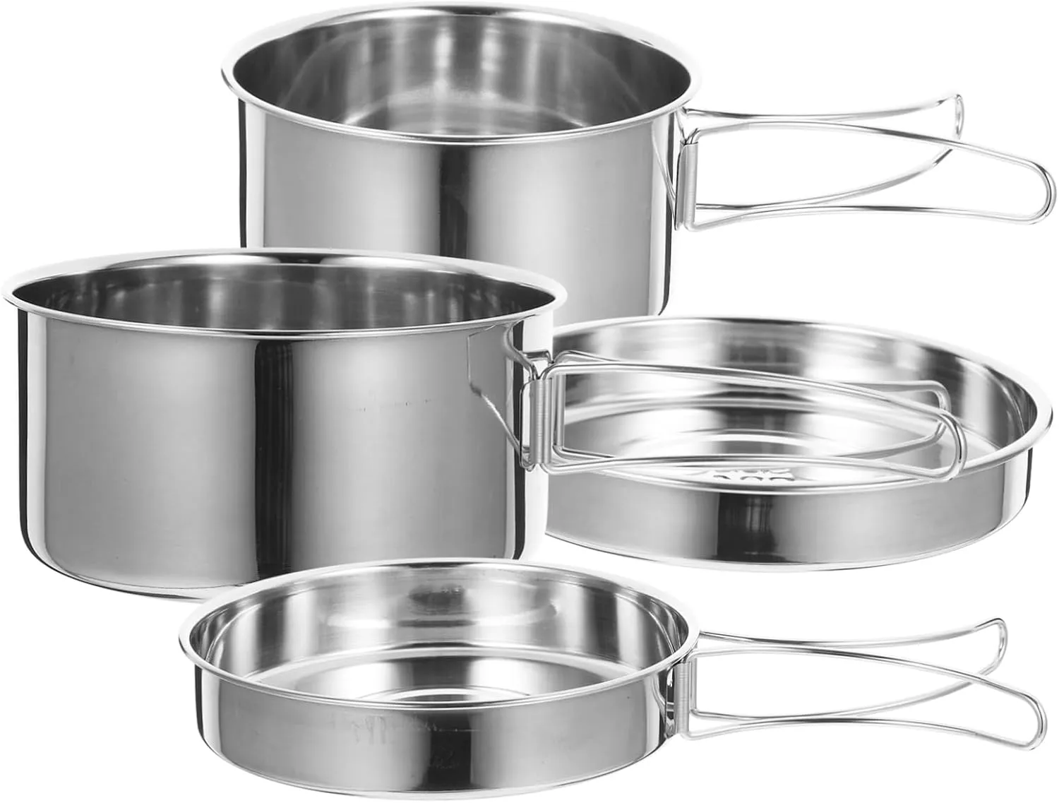 Totority Stainless Steel Outdoor Cooking Set Compact Pot Pan Set for Camping Hiking Picnic Includes Pot Frying Pan Plates Cups
