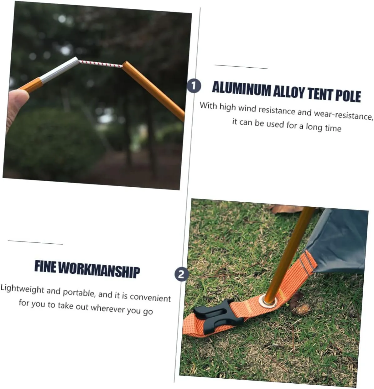 Totority Tent Poles Camping Canopy Portable Stake Foldable Support Lightweight Hiking Outdoor Elastic Telescoping