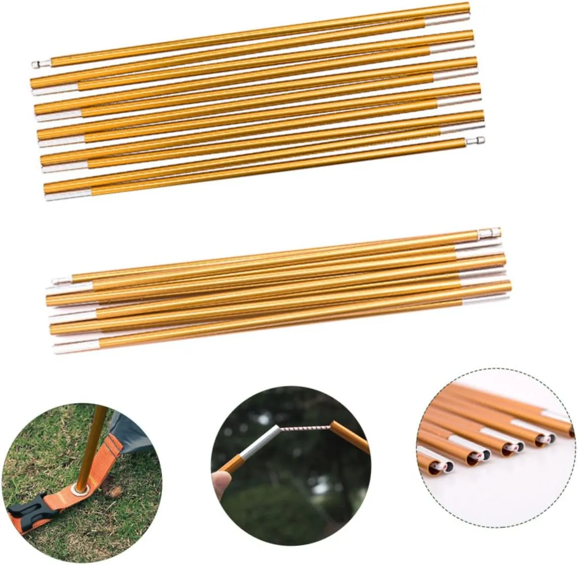 Totority Tent Poles Camping Canopy Portable Stake Foldable Support Lightweight Hiking Outdoor Elastic Telescoping