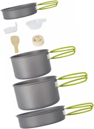 Toyvian 1 Set Portable Nonstick Camping Cookware for Outdoor Cooking Includes and Frying Pans Frying Pan Bowls Soup Spoon Spatula for Picnic and Hiking Black