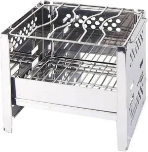 Toyvian 1Pc Mini Portable Stainless Steel Burning Stove Collapsible Bbq Grill for Outdoor Camping Picnics Durable Cookware Efficient Airflow Design Silver
