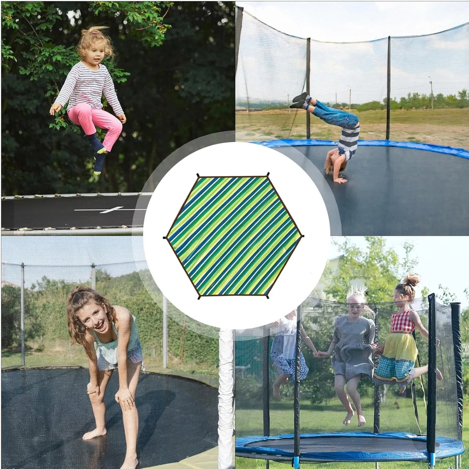 Trampoline Sunshade, Waterproof UV Protection Trampoline Tent Cover, Heat Insulation Net Sunshade, for 6ft, 8ft, 10ft, 12ft, 14ft, 15ft Round Trampoline