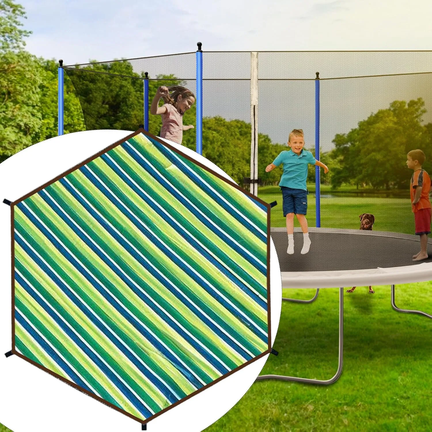 Trampoline Sunshade, Waterproof UV Protection Trampoline Tent Cover, Heat Insulation Net Sunshade, for 6ft, 8ft, 10ft, 12ft, 14ft, 15ft Round Trampoline