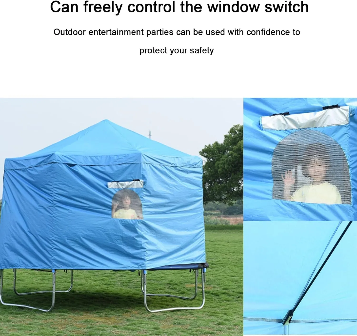 Trampoline Tent Round Trampoline Top Cover for 6ft/8ft/10ft/12ft/14ft/16ft Straight Pole Trampoline Shade Cover Accessory Tent Outdoor Fun for Kids