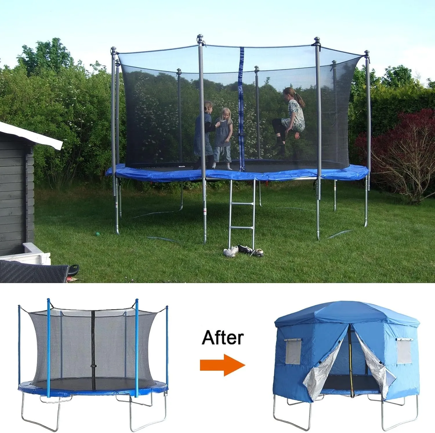 Trampoline Tent Round Trampoline Top Cover for 6ft/8ft/10ft/12ft/14ft/16ft Straight Pole Trampoline Shade Cover Accessory Tent Outdoor Fun for Kids