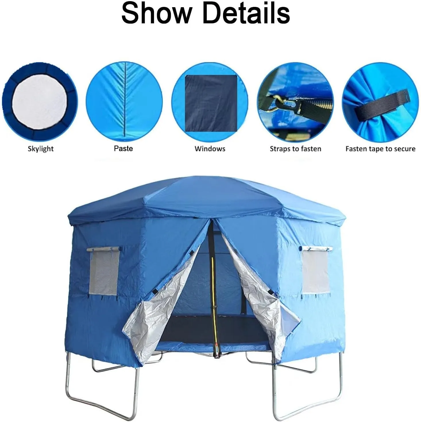 Trampoline Tent Round Trampoline Top Cover for 6ft/8ft/10ft/12ft/14ft/16ft Straight Pole Trampoline Shade Cover Accessory Tent Outdoor Fun for Kids