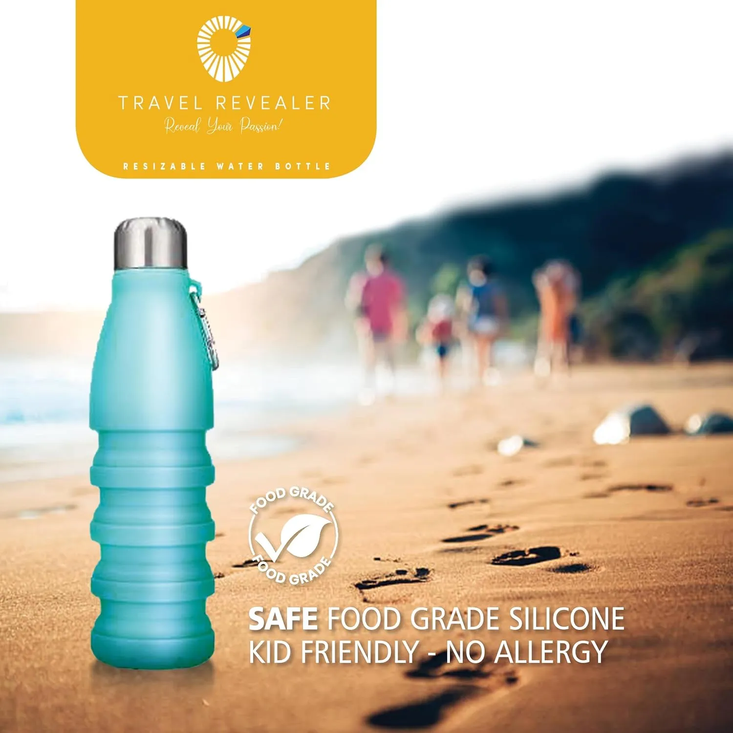 Travel Revealer Collapsible Water Bottles kids 18.5 oz Reusable LeakProof Silicone refillable girls Water Bottles BPA Free Foldable Sports Bottles portable travel collapsible water bottles (2pk)