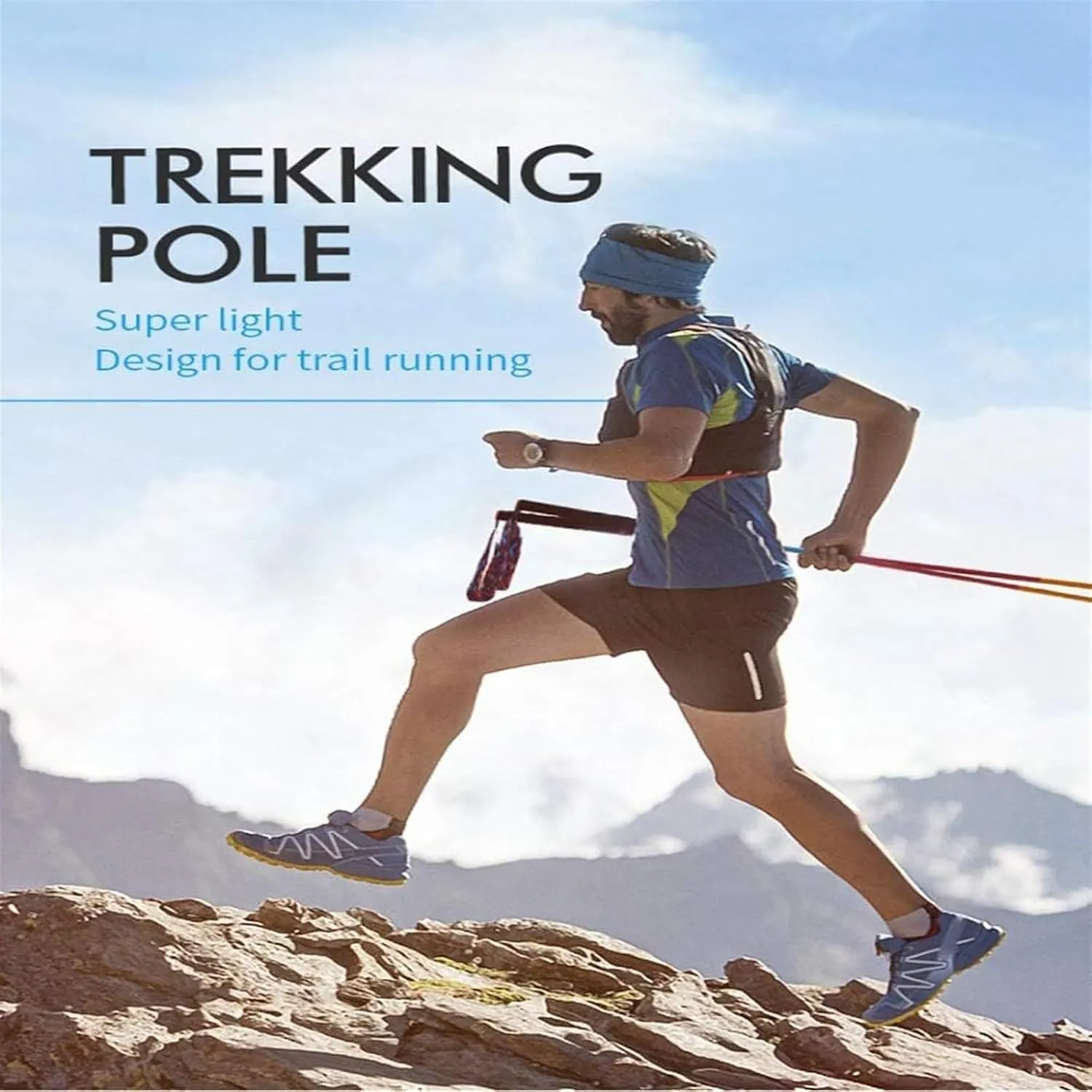 Travel Trekking Pole 2-pc Pack Trekking Poles Adjustable Length Walking Sticks Ultralightwith for Camping Mountaining Outdoor Activities(110cm)
