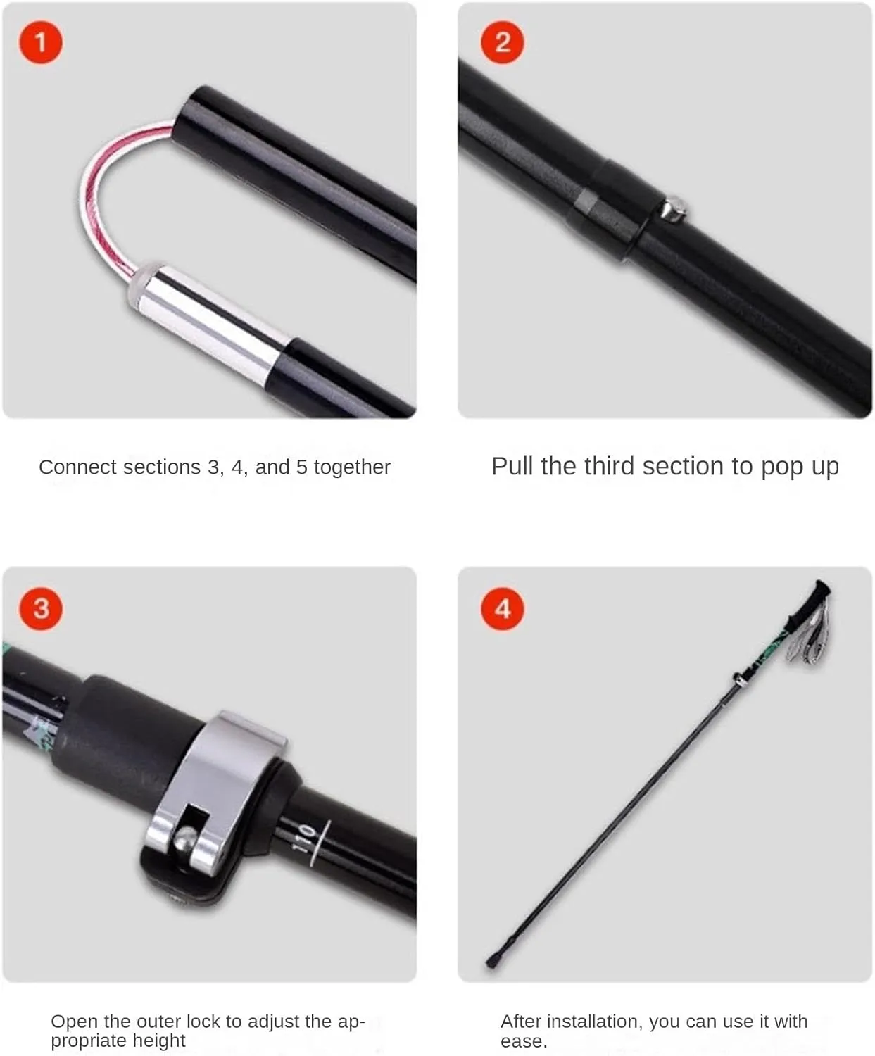 Travel Trekking Pole Aluminum Alloy Ultra-Light Telescopic Poles Folding Portable Trekking Poles for Men and Women Outdoor Activities