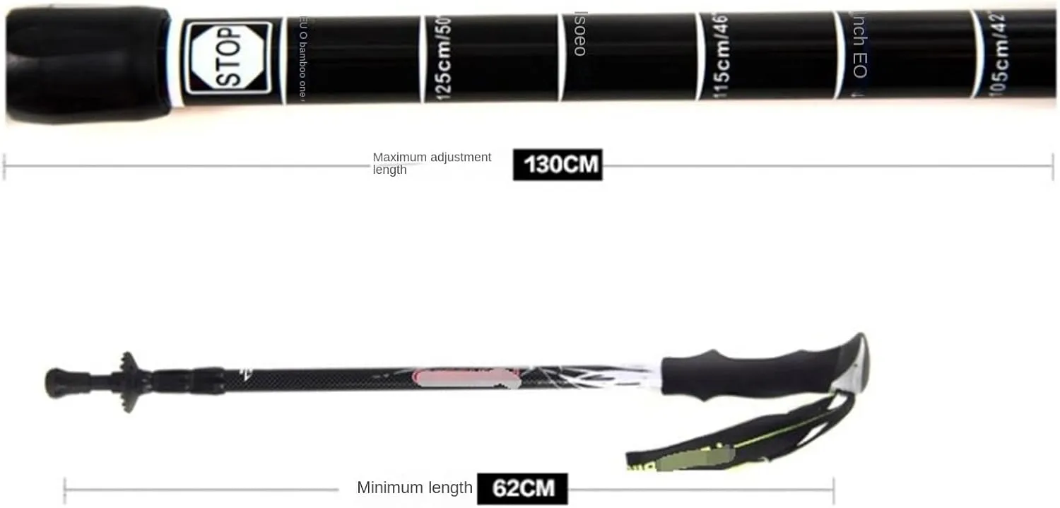 Travel Trekking Pole Lightweight Trekking Poles Carbon Fiber Mountaineering Hiking Poles with Foam EVA Grips Outdoor Activities(Red)