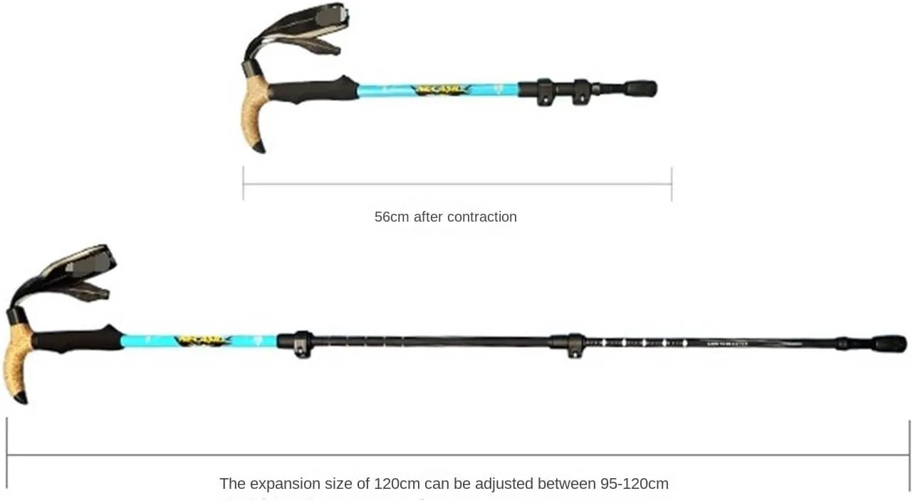Travel Trekking Pole Walking Stick Outdoor Trekking Pole Carbon Fiber Lightweight for Hiking Camping Backpacking Outdoor Activities(Blue)