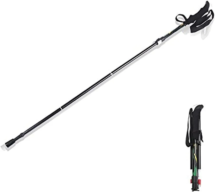 Trekking Pole- Durable Carbon Fiber Hiking Pole with Natural Handle and Extended EVA Grips, Ultralight, Expandable, Collapsible Black