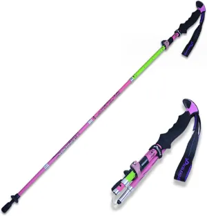 Trekking Pole, Folding Lightweight Retractable Hiking Sticks, Enhanced Walking Stick, Easy Put Into for Backpacking Gear(Pink)