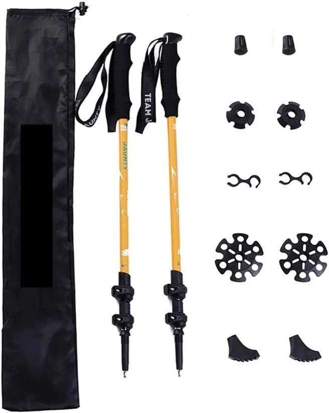 Trekking Poles - 2 Pack with Antishock and Quick Lock System, Telescopic, Collapsible, Ultralight 7075 Aluminum for Hiking, Camping, Mountaining, Backpacking, Walking, Trekking