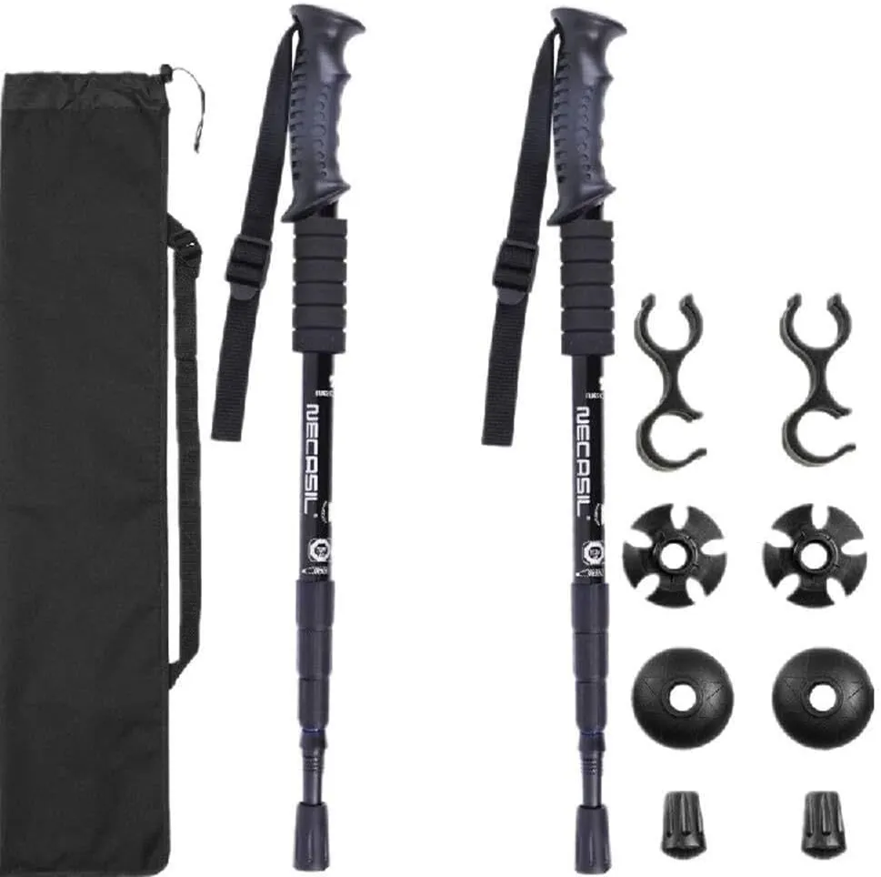 Trekking Poles - 2 Pack with Antishock and Quick Lock System, Telescopic, Collapsible, Ultralight for Hiking, Camping, Mountaining, Backpacking, Walking (A)