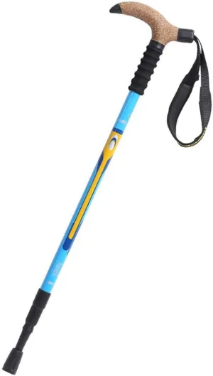 Trekking Poles Carbon Fiber Lightweight Telescopic Tri-fold Hiking Poles Walking Sticks Cork Grip Inner Lock System for Man and Female in Hiking Camping Walking Trekking (Blue Stra