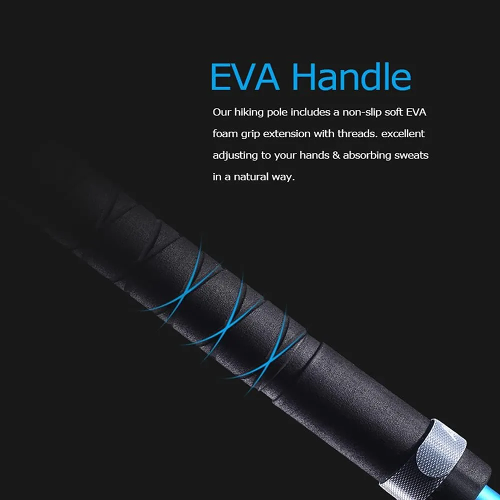 Trekking Poles Collapsible Hiking Pole Pair - EVA Handle 2pc Ultralight Folding Walking Sticks, Lightweight Aluminum 7075 Carbon Fiber Foldable Trekki (2pc 110cm)