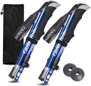 Trekking Poles Collapsible Hiking Poles – 1 Pair Aero-Grade Aluminum Alloy with Quick Lock System, Antishock Technology, Adjustable Length, Ultralight for Hiking, Camping, and Outdoor Adventures