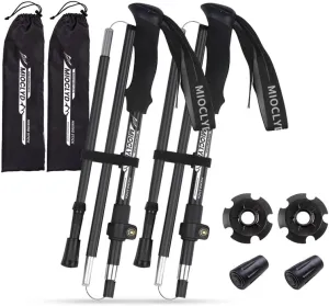 Trekking Poles Collapsible Hiking Poles - 2 Pcs Sticks with Quick Lock System, Telescopic, Collapsible, Ultralight for Hiking, Camping