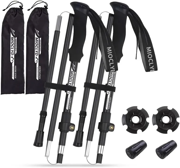 Trekking Poles Collapsible Hiking Poles - 2 Pcs Sticks with Quick Lock System, Telescopic, Collapsible, Ultralight for Hiking, Camping