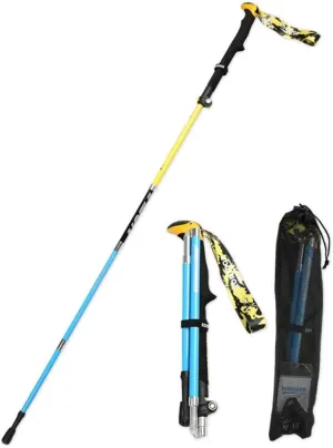 Trekking Poles - Collapsible Hiking Poles 2pc Pack, Strong Lightweight Walking Sticks Carbon Fiber, Adjustable Quick Lock for Hiking, Camping (B)