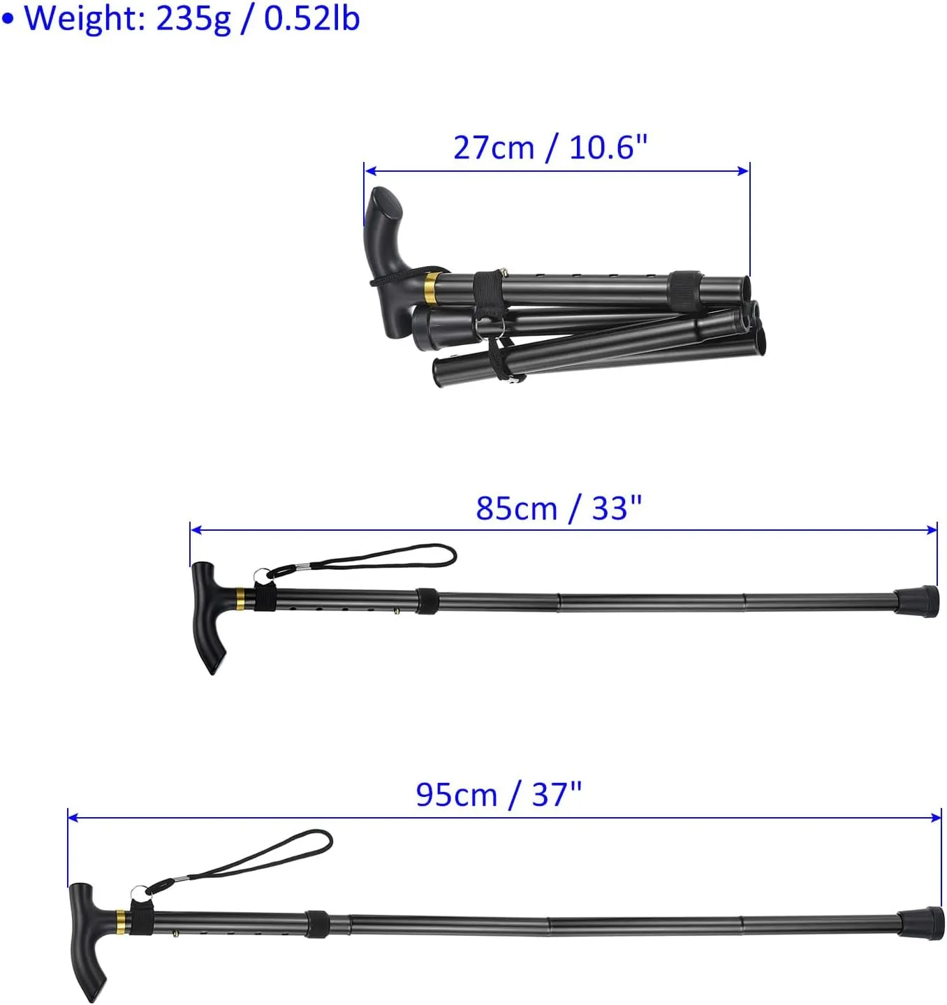 Trekking Poles - Collapsible Hiking Walking Sticks, Telescopic & Folding, Apply to Women Walking Backpacking