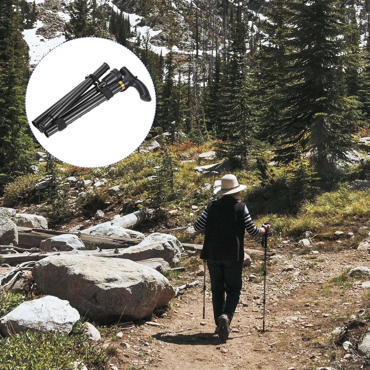 Trekking Poles - Collapsible Hiking Walking Sticks, Telescopic & Folding, Apply to Women Walking Backpacking
