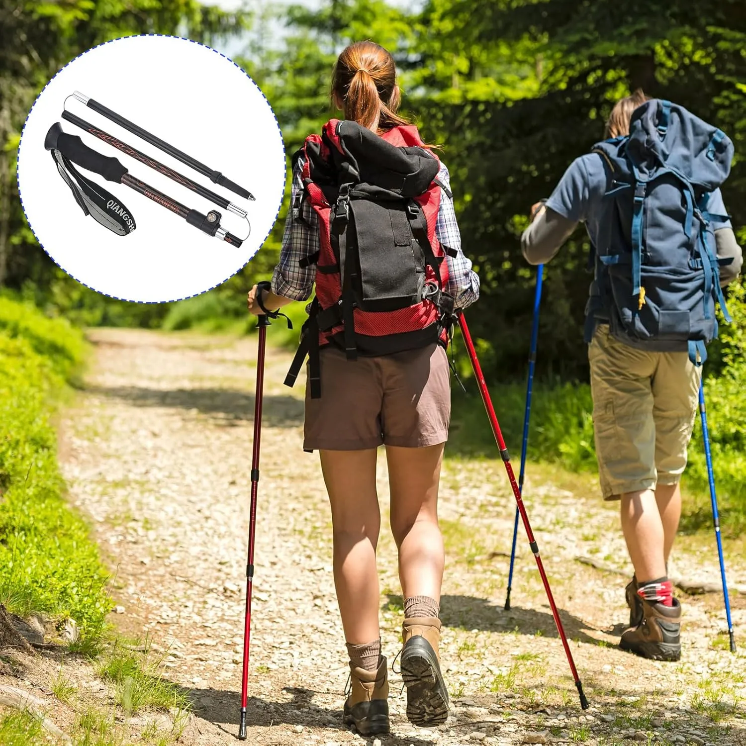Trekking Poles - Collapsible Hiking Walking Sticks with Snow Basket, Telescopic & Folding, Apply to Walking Backpacking