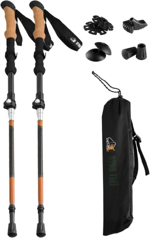 Trekking Poles, Fits Inside A Backpack, Durable 7075 Aluminum Hiking Pole with Natural Cork Handles and EVA Grips, Ultralight, Expandable, Collapsible and Foldable, Set of 2 Walking Sticks