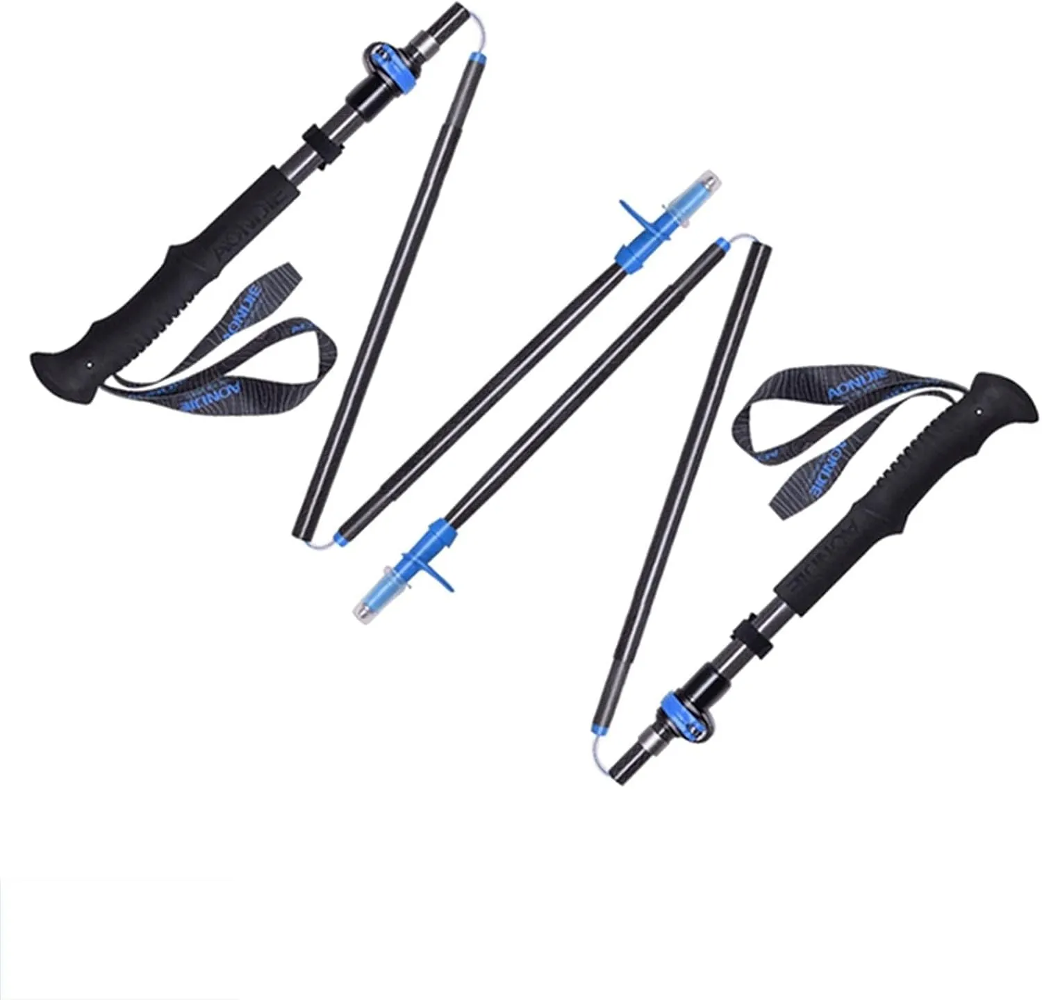 Trekking Poles, Foldable Telescopic Light Hiking Trekking Poles, Strong Earthquake-Resistant Outdoor Trekking Poles, Easy to Carry and Store (Blue 2pcs)