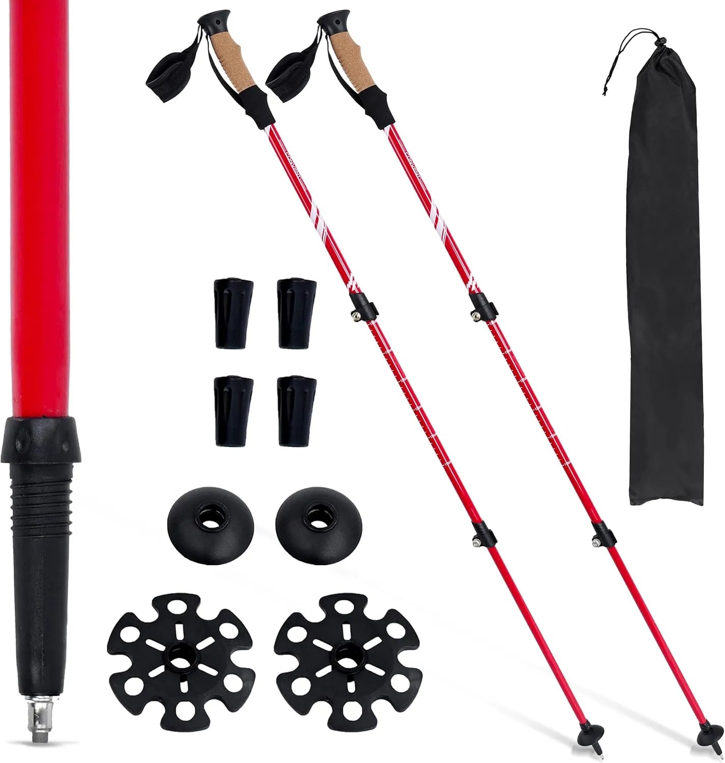 Trekking Poles for Hiking - Black Walking Sticks, Lightweight Pair Trek Poles Collapsible Backpacking Trekker Stick