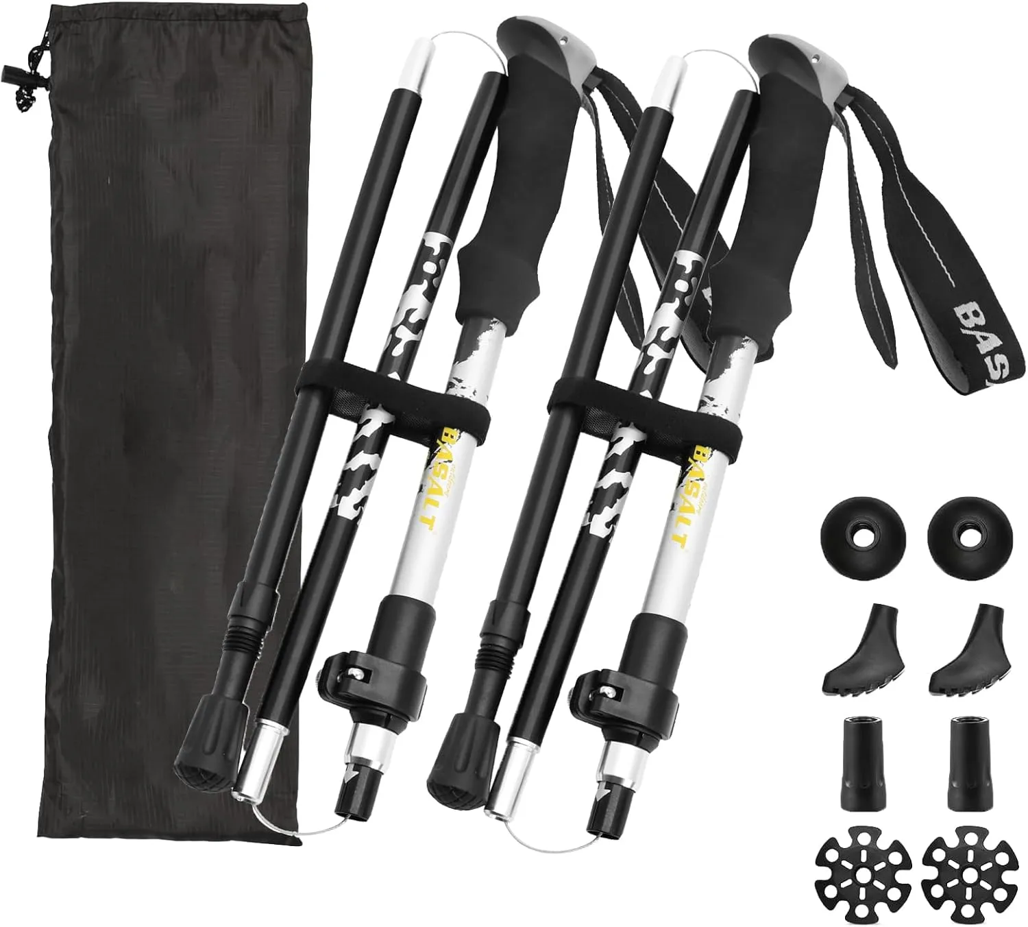Trekking Poles Lightweight Collapsible Hiking Poles Folding Aluminum Walking Sticks 2 Pack Walking Sticks for Hiking