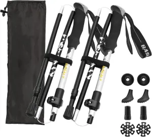 Trekking Poles Lightweight Collapsible Hiking Poles Folding Aluminum Walking Sticks 2 Pack Walking Sticks for Hiking