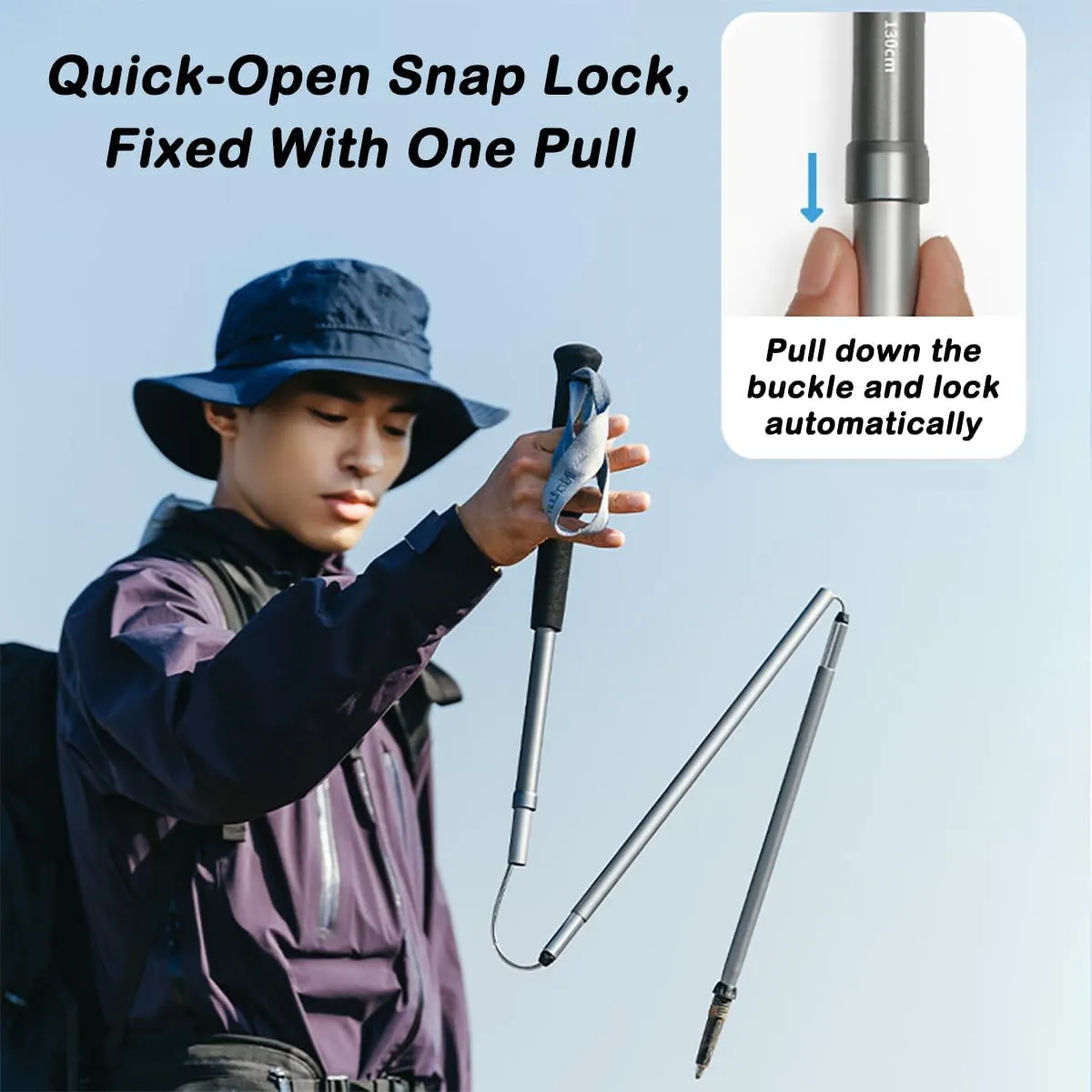 Trekking Poles - Lightweight, Collapsible Hiking Poles for Snowshoe & Backpacking Gear - Pair of 2 Walking Sticks for Hiking, 7075 Aluminum with EVA Grip