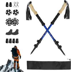 Trekking Poles - Lightweight, Collapsible Hiking Poles for Snowshoe and Backpacking Gear - Pair of 2 Walking Sticks for Hiking