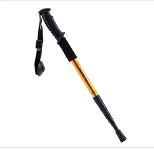 Trekking Poles Outdoor Aluminum Trekking Poles Walking Crutches Climbing Poles Telescopic Climbing Pole Foldable Portable Shrinking Four Straight Handles Parent (Gold)