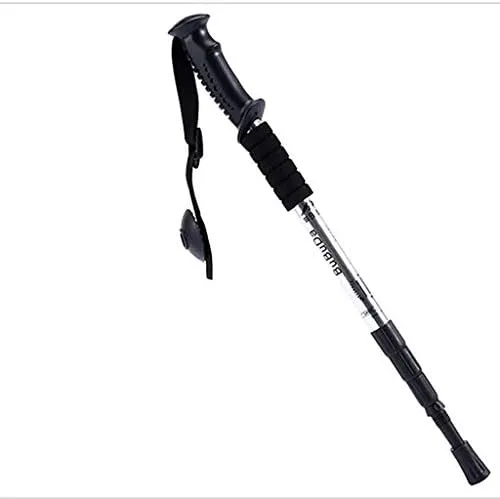 Trekking Poles Outdoor Aluminum Trekking Poles Walking Crutches Climbing Poles Telescopic Climbing Pole Foldable Portable Shrinking Four Straight Handles Parent (Silver)