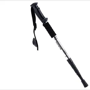 Trekking Poles Outdoor Aluminum Trekking Poles Walking Crutches Climbing Poles Telescopic Climbing Pole Foldable Portable Shrinking Four Straight Handles Parent (Silver)