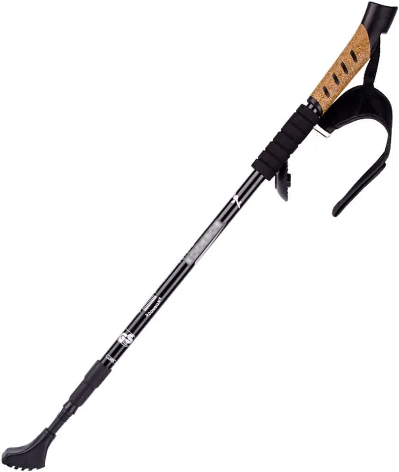 Trekking Poles Telescopic Ultralight Aluminum Antishock Hiking Poles Walking Sticks with Cork Grip and Quick Lock System for Traveling Camping Hiking Mountaineering (Black)