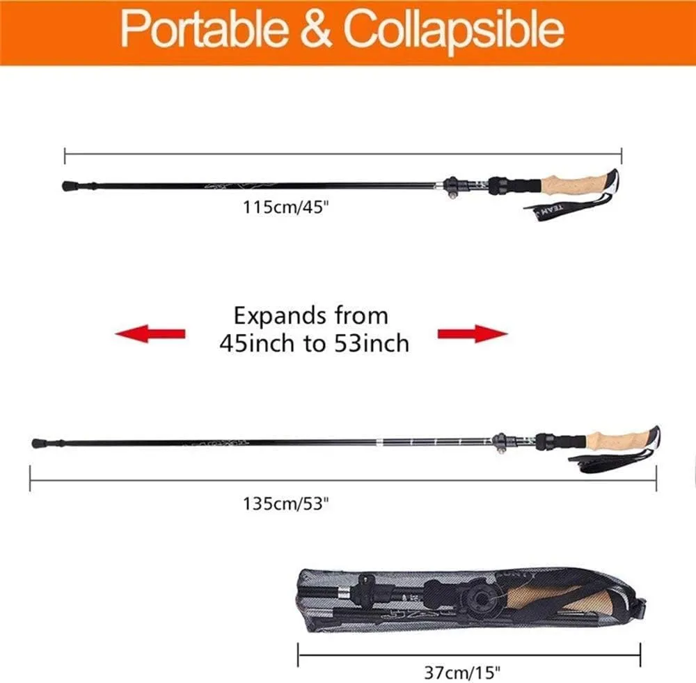Trekking Poles, Walking Poles 2pcs/Set Walking Trekking Poles - with Antishock and Quick Lock System, Telescopic, Collapsible, Ultralight for Hiking, Camping, Mountaining, Backpacking, Walking, Trekki