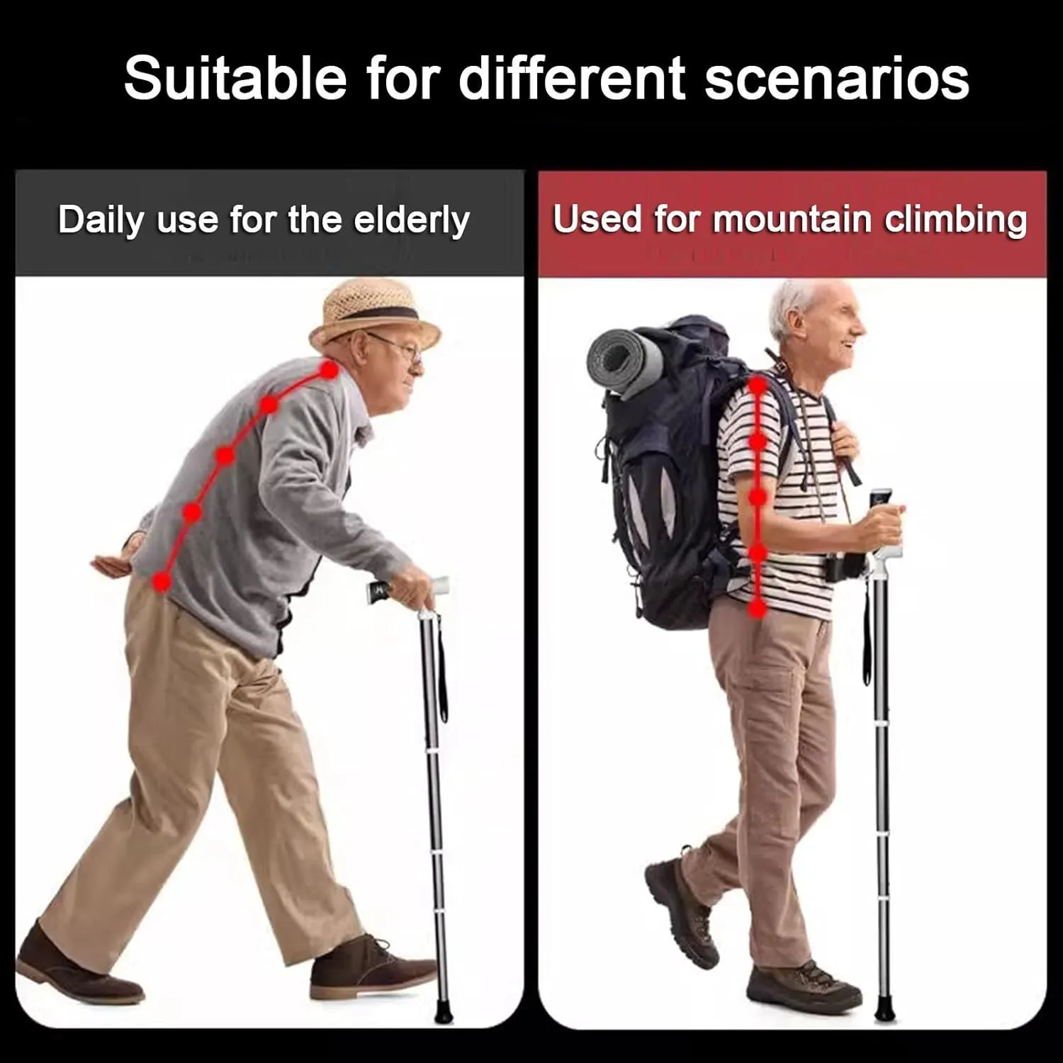Trekking Poles-Walking Trekking Poles-with Anti-Shock and Quick Lock System Telescopic Collapsible Ultralight for Hiking Camping
