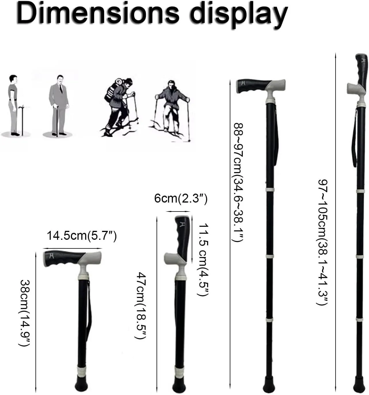 Trekking Poles-Walking Trekking Poles-with Anti-Shock and Quick Lock System Telescopic Collapsible Ultralight for Hiking Camping