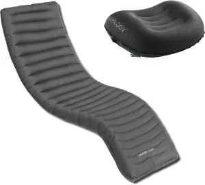 TREKOLOGY ALUFT2.0(Black) & UL Sleeping Pad-Compressible, Compact, Comfortable, Ergonomic Inflating Pillow, Inflatable Camping Mat for Travel, Camping, Hiking. Compact Lightweight Sleeping syste